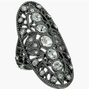NWOT HOUSE OF HARLOW Gunmetal Crystal Boho Ring
